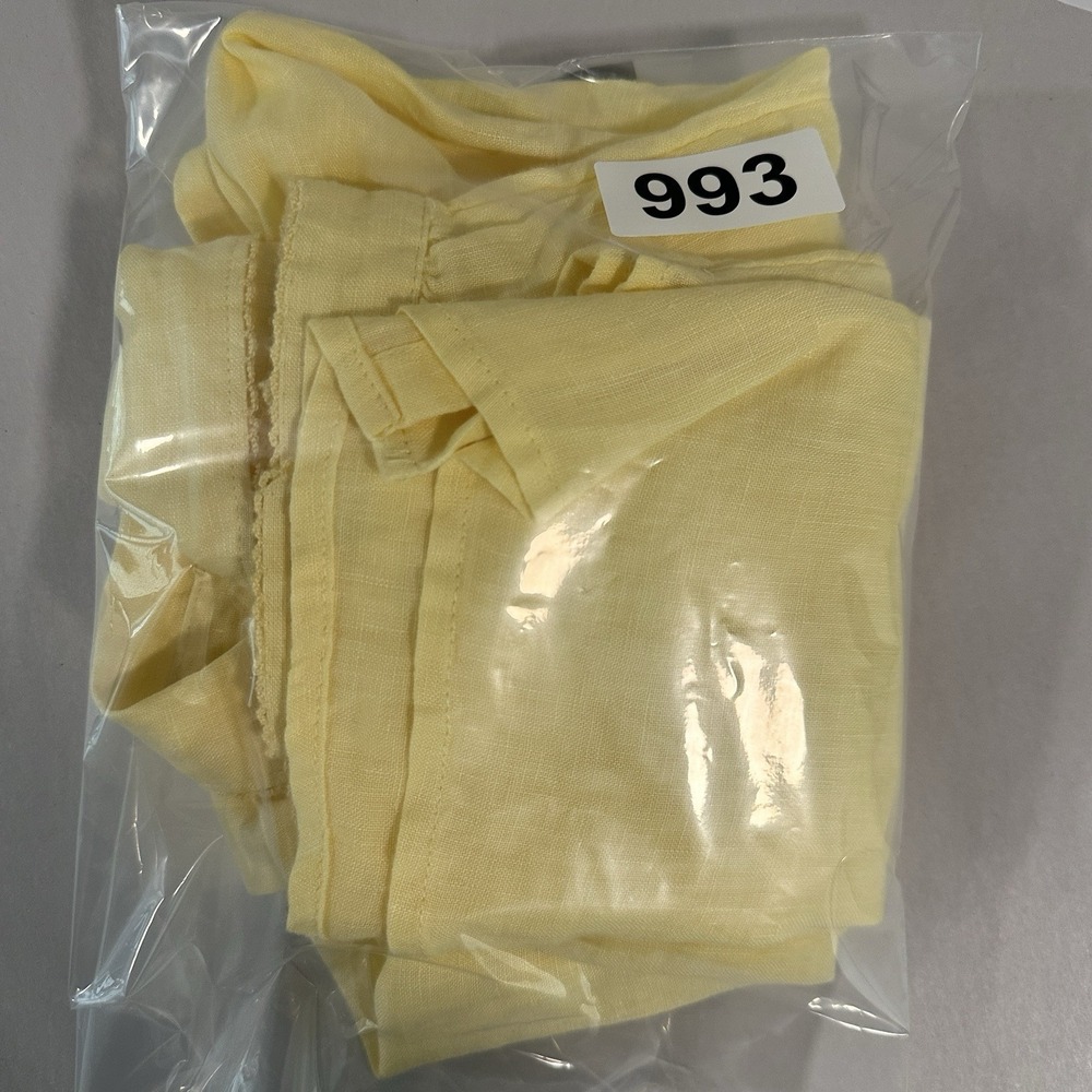 Laura Ashley L Shirt Butter Yellow Linen Button Up Long Sleeve Coastal Preppy - Picture 9 of 9